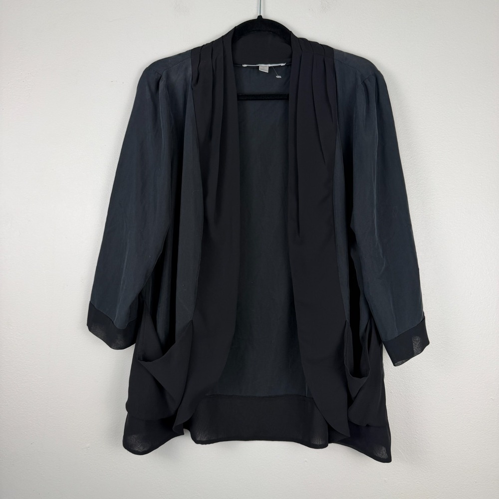 LC Lauren Conrad Cardigan Womens XL Black Chiffon Shrug Casual Open Front Career